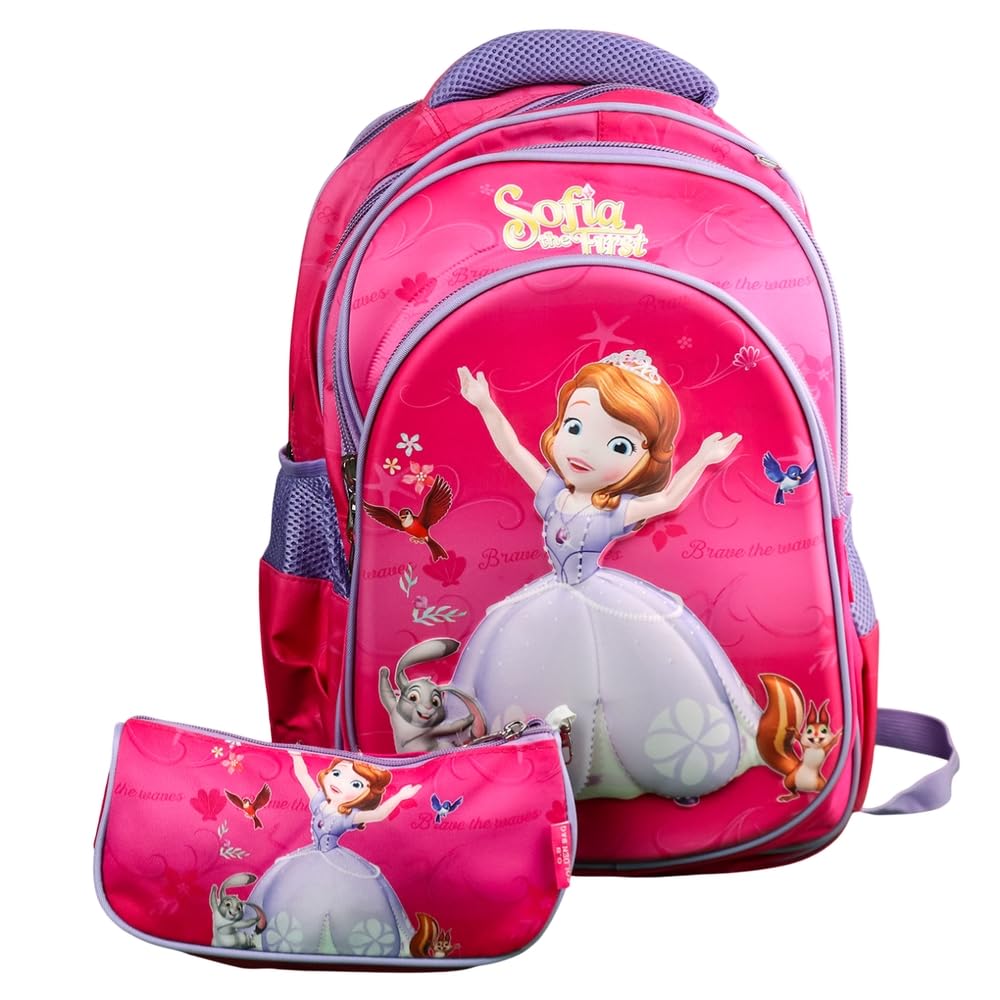 First Kids School Backpack Set with Matching Pencil Case, Pink and Purple, Princess Design
