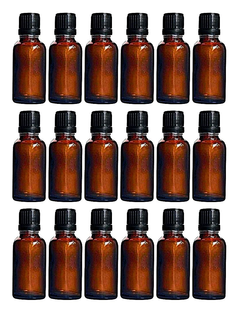 VOW 15ml Amber Glass Euro Dropper Bottle with Black Sleeve n Rubber Teat Leakproof Travel Bottle for Oils, Perfumes, Serums n Cosmetics_Pack of 18
