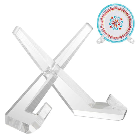 BEST MEDIA Acrylic Plate Holder and Display Stand, 16.5 CM, Easel for Books and Photos, Sturdy Picture Frame Stand for Cookbooks, Artwork, and Decorative Plates, Home Office Décor - Clear