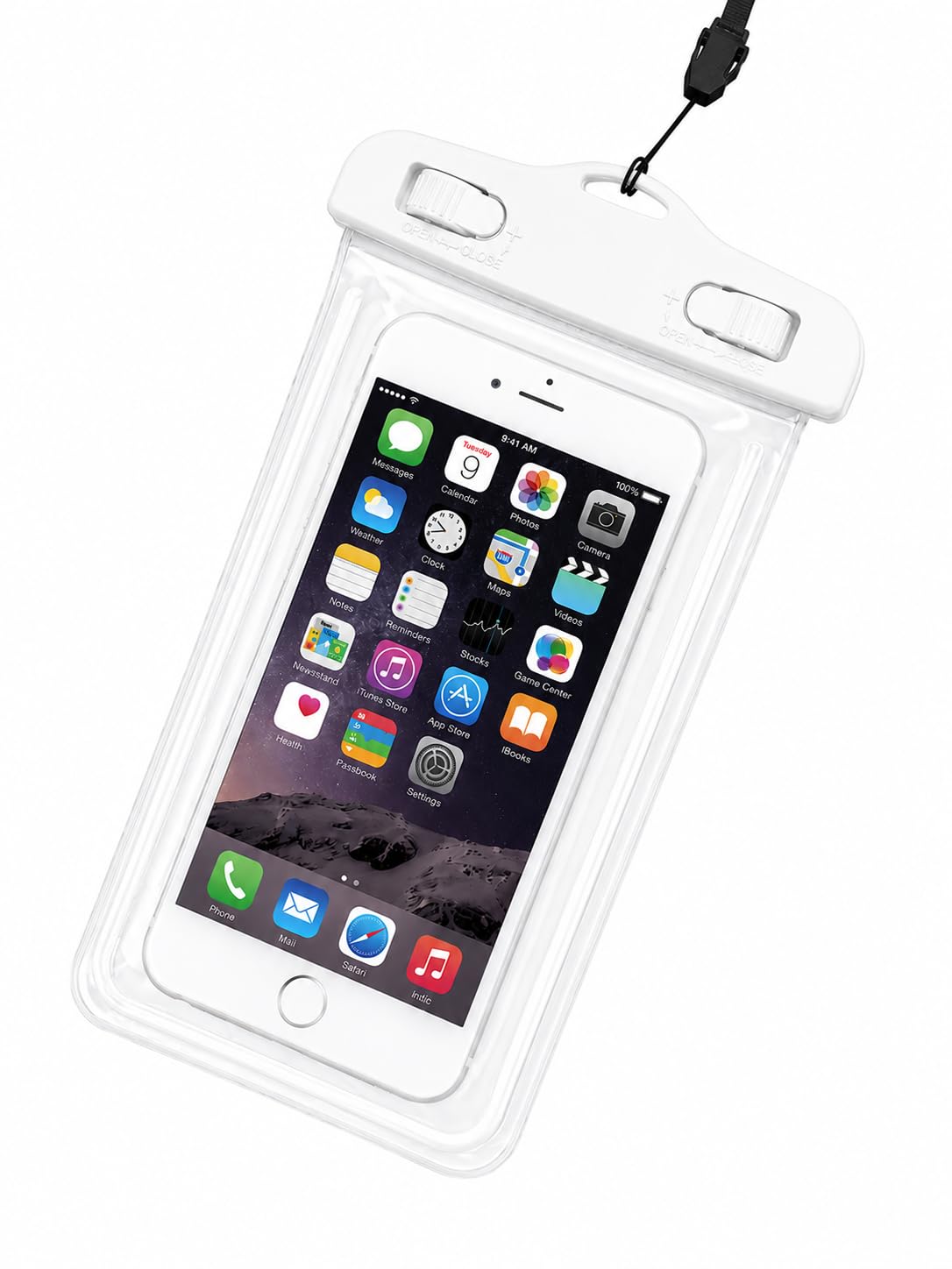 Phone Pouch Waterproof Case for Swimming, Underwater Photography Mobile Bag with Neck Strap, Clear Touch Screen Cover for Pool, Beach and Shower, G-34 (White)