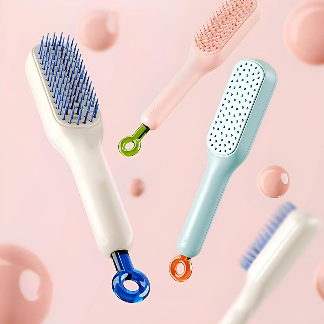 Detangling Hair Brush with Built-in Cleaning Tool Makes Hair Removal Easy and Fast with Flexible Teeth Reduce Hair Tension While Combing Multicolor