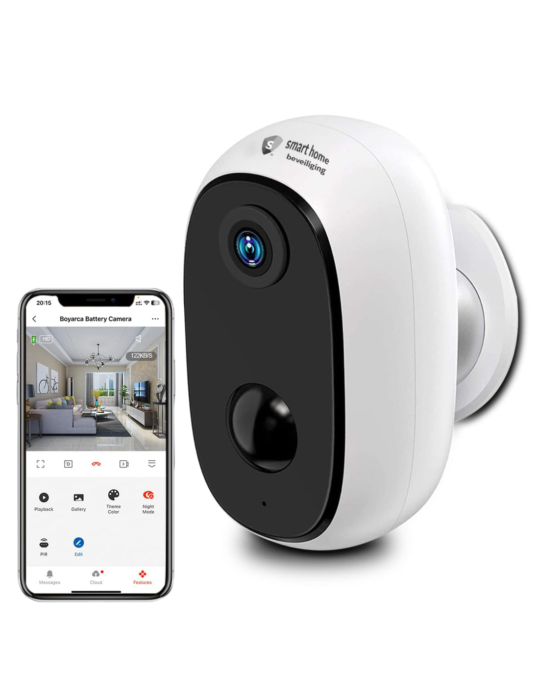 Tuya Battery Security Camera Built-in 32GB Card for Video Recording,Wi-Fi P2P Outdoor Camera CCTV Works with Google Home and Alexa