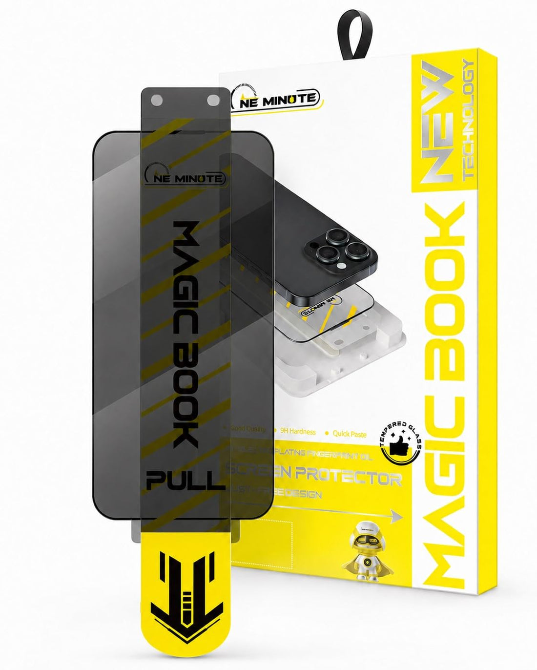 Holdex&One Minute Privacy Screen Protector Compatible with iPhone 16 Pro Max – Magic Book Screen Protector with Smart Installation Box, 28° Anti-Spy, Anti-Fingerprint, Oil and Scratch Resistant