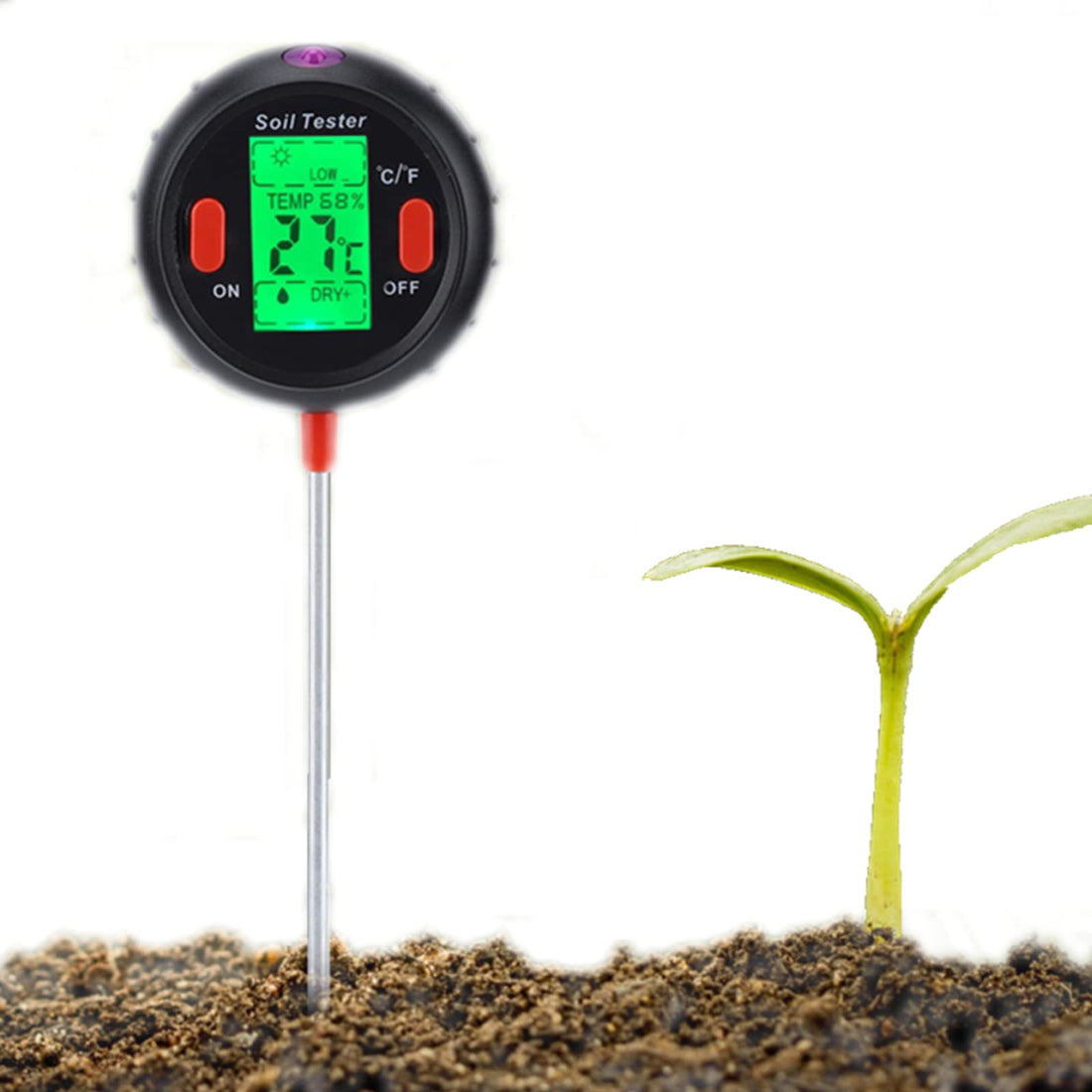 Soil PH Meter, 5 in 1 Soil Detector, Hygrometer, PH Meter, Light Tester, Soil Thermometer for Garden, Lawn, Farm, Portable Digital Humidity Meter Analyzer
