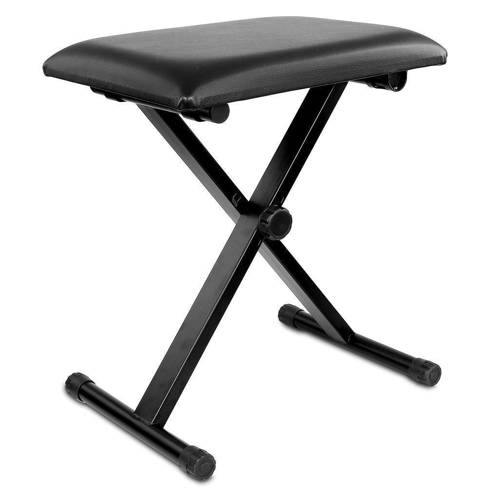 Mike Music Piano Bench, X-style Keyboard Bench Padded Seat, Black(Adjustable Keyboard Bench, black)