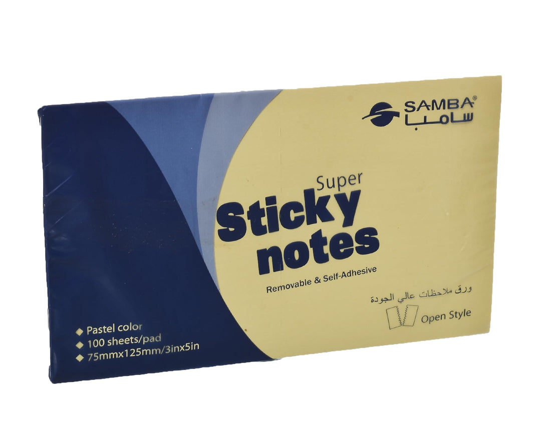 SAMBA Sticky Notes 75 × 125 mm 100 Sheets Yellow Model A05a