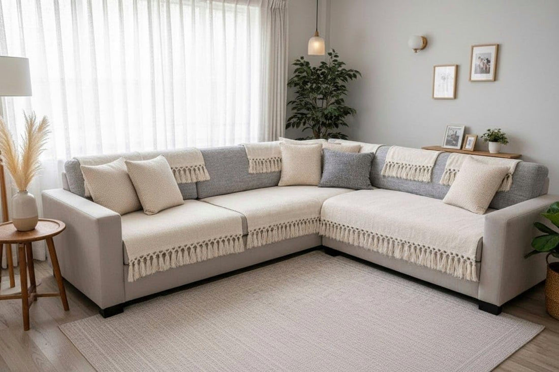 10 Piece Linen Slipcover Set for Sofas and Chairs with Stylish Trim Multiple Sizes Home Living Room Refresh Elegant and Practical Seating Upgrade