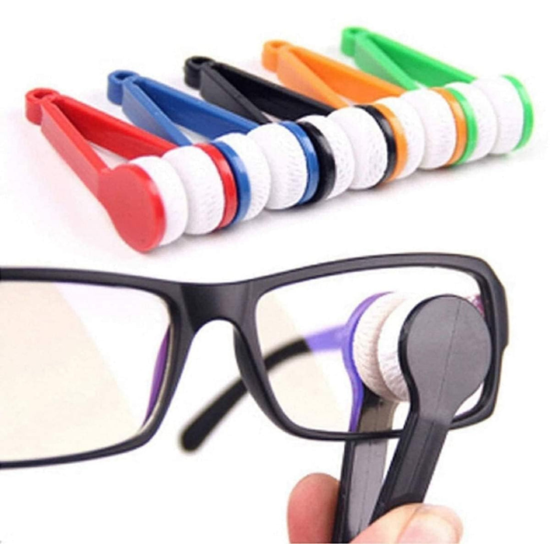 PREZONE 5 Pcs Mini Sun Glasses Eyeglass Microfiber Spectacles Cleaner Soft Brush Cleaning Tool Mini Microfiber Glasses Eyeglasses Cleaner Cleaning Clip (Random Color)