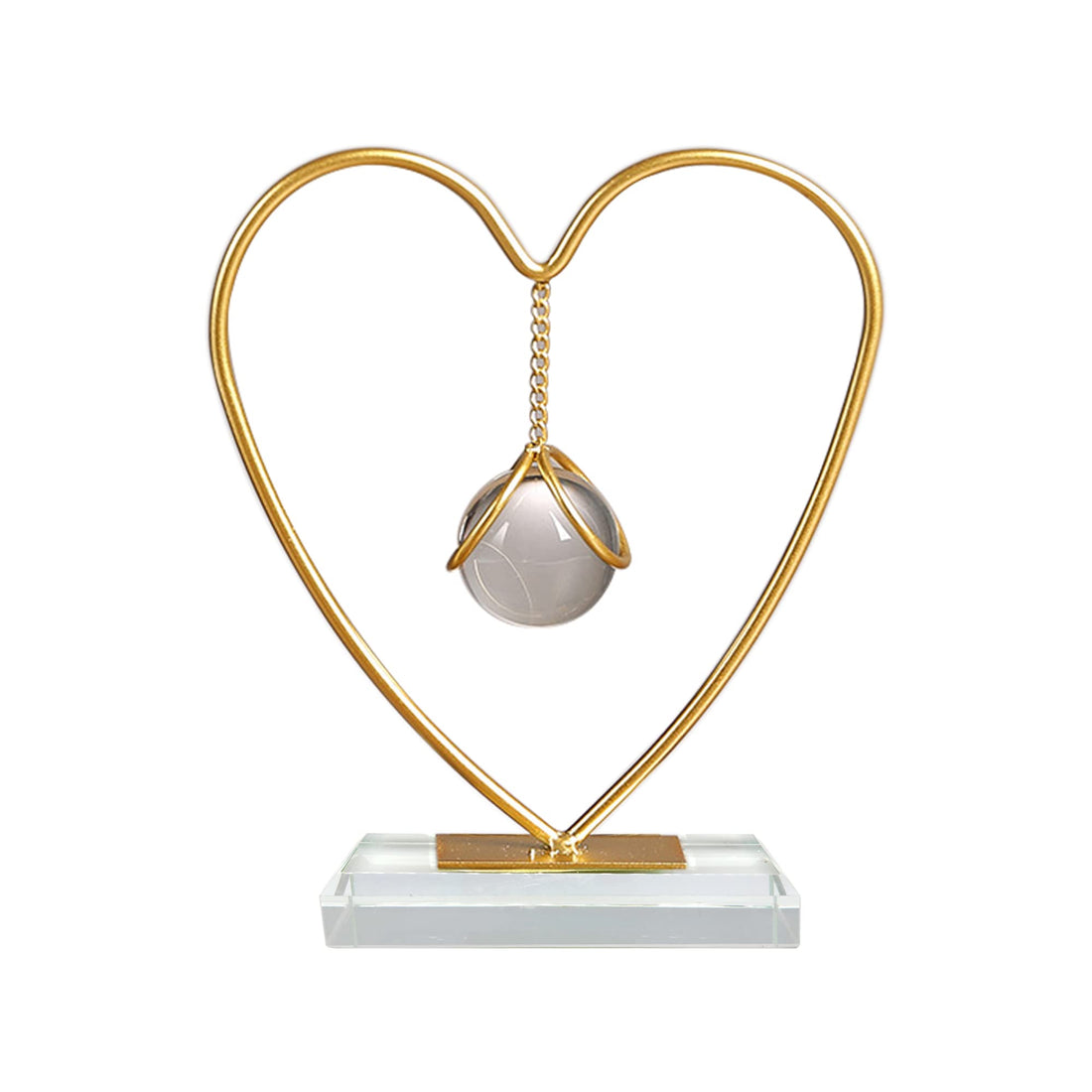 DIYOMR Clear Crystal Ball Abstract Art Decoration Gold Iron Modern Decorative Ornaments for Home Living Room Bedroom Office Decor (Love)