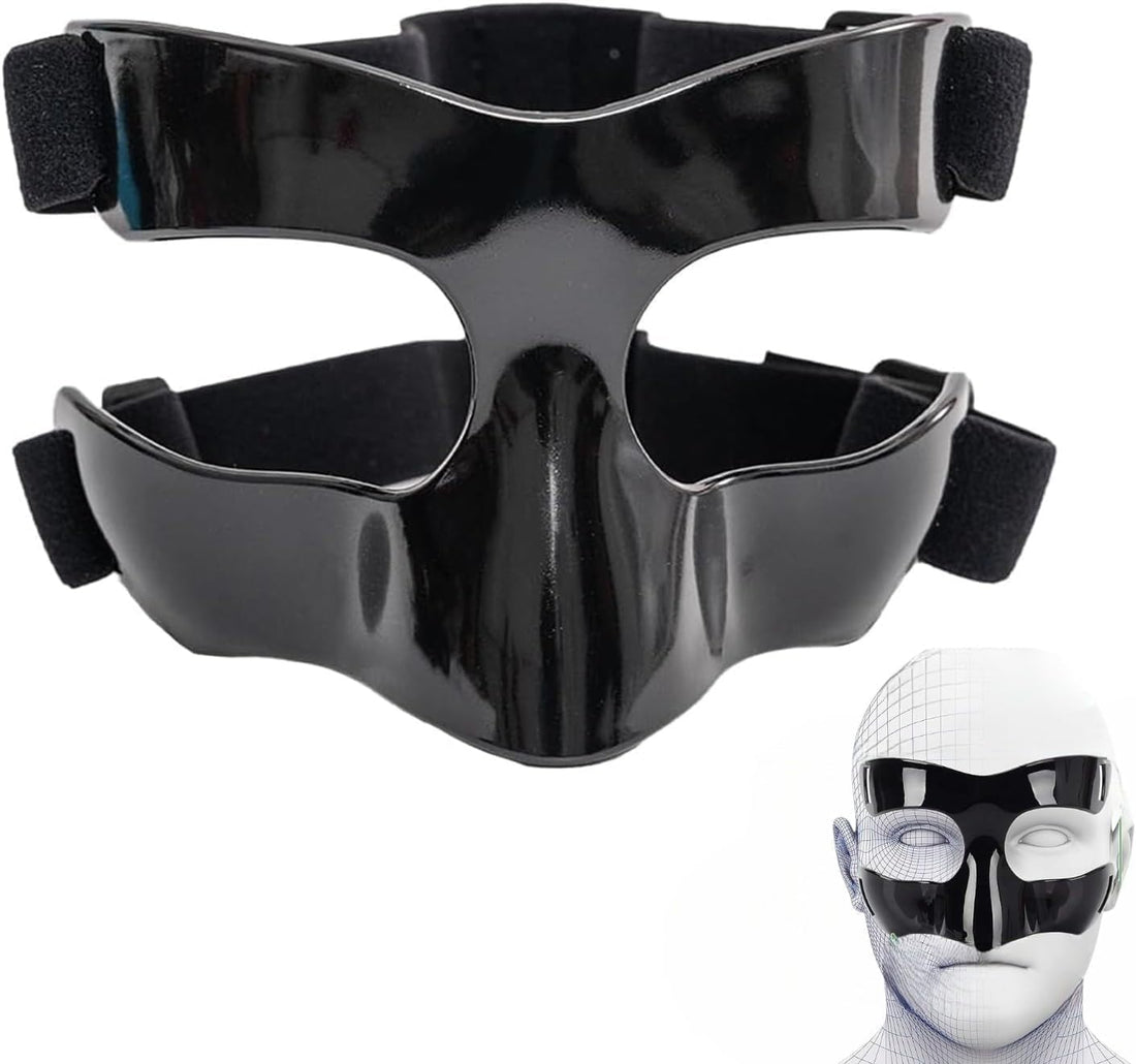Professional Sports Face Guard, Broken Nose Guard, Basketball Football Training Face Masks with Sponge Padding One Size for Men Women, Black