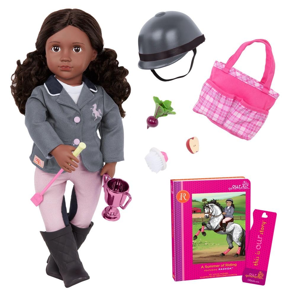 Our Generation Posable 18 inch Equestrian Doll and Storybook Rashida