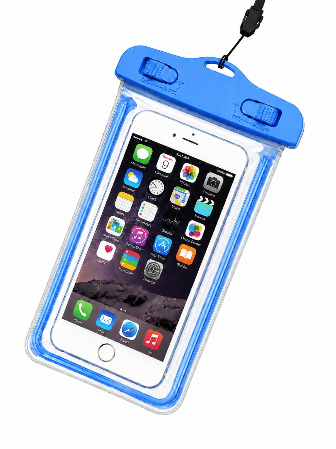 Waterproof Phone Pouch Case, Mobile Waterproof Bag for Swimming, Beach, Pool, Shower, Underwater Photography, Touch Screen Dry Bag with Neck Strap, G-34 (Blue)