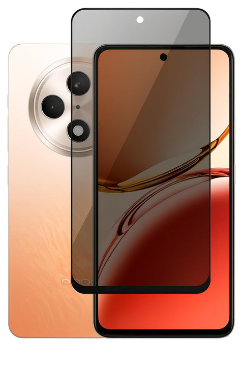 Privacy Screen Protector for Oppo Reno 12F, 9H Tempered Glass, Anti-Spy, Anti-Fingerprint, Black, Case Friendly