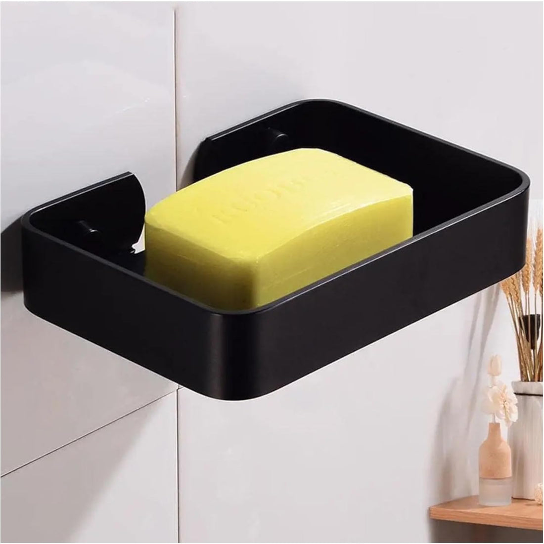 Solid Stainless Steel Soap Holder Matte Black Attractive Stain Resistant Scratch Stain Resistant and Easy to Clean Long Lasting in Your Home Without Discoloration.