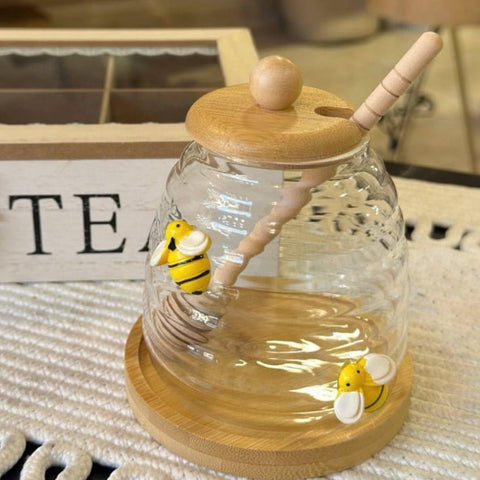 "Premium Honey Jar with Wooden Spoon - Unique Honey Experience for Irresistible Taste" - Generic