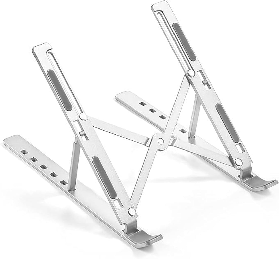 Laptop stand, ergonomic adjustable laptop riser, foldable aluminium ventilated cooling stand computer holder for macbook pro air, ipad, lenovo, dell, more 10-15.6 laptops