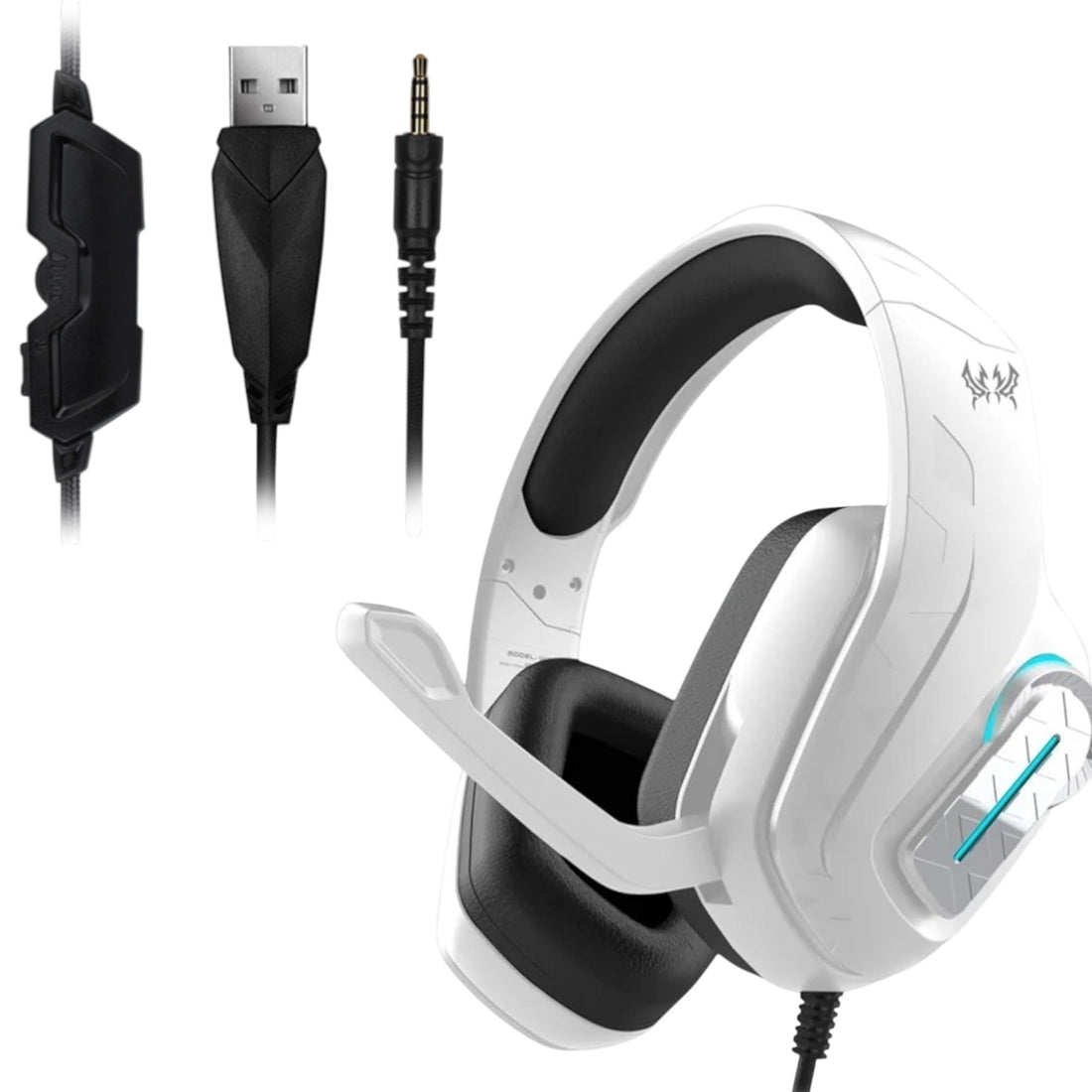 Gaming Heaphone Over Ear Headset, Noise Cancelling Mic, Compatible With PlayStation 4 Laptop Mac PC Smart Phones, Volume Control Stereo Surround Sound LED, Lightwight 3.5mm AUX (G4100, White)