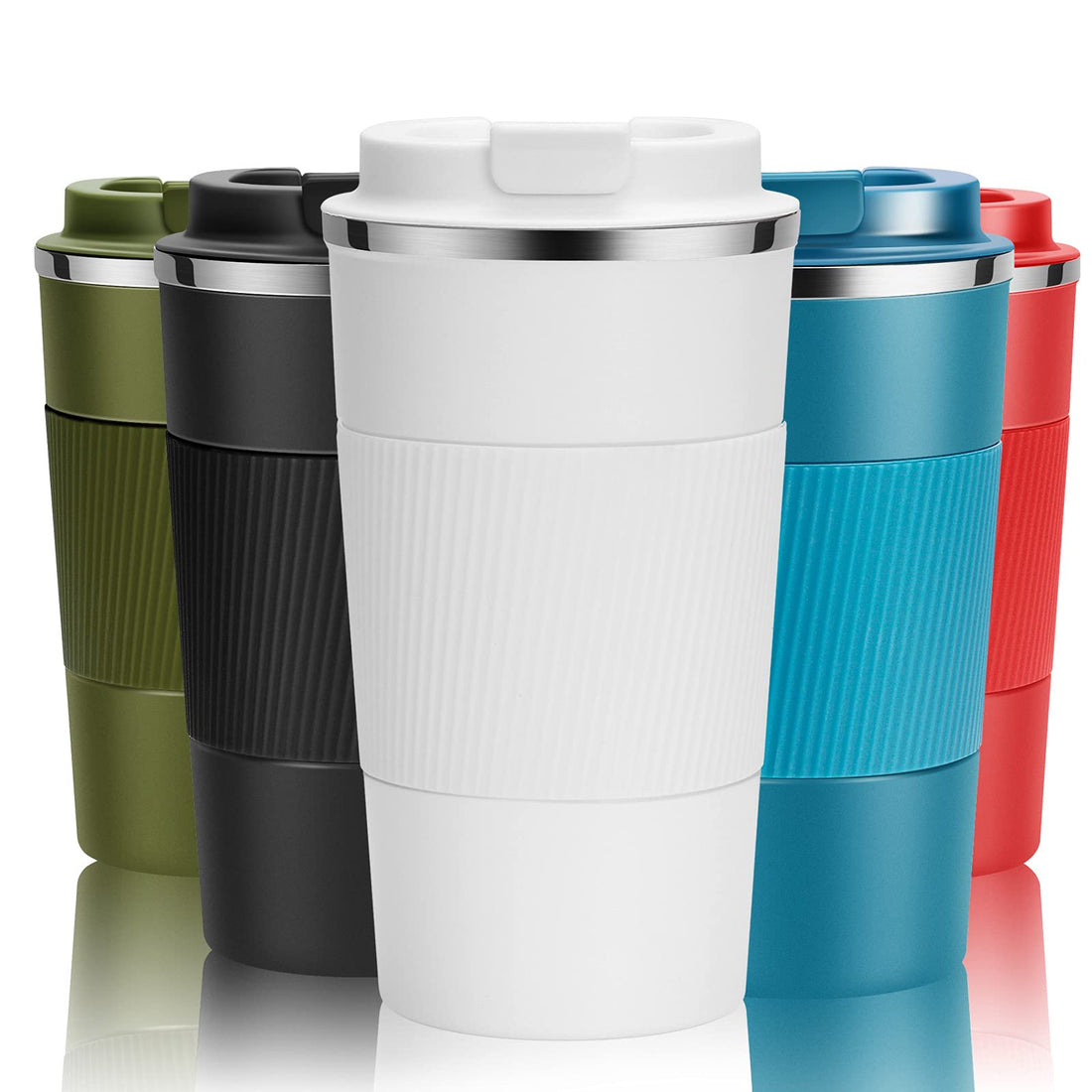 YINJOYI Thermal Coffee Mug, Reusable Travel Mug, Vacuum Insulated Stainless Steel Coffee Mug for Hot and Cold Drinks (White, 510ml)