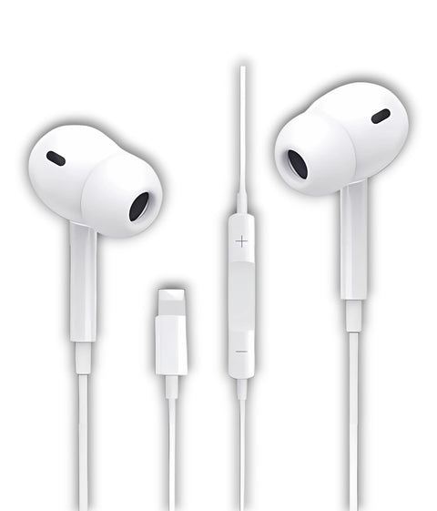 GenericApple Headphones Compatible with Lightning Connector With Volume Control and Microphone For Iphone - White (Bluetooth silicone)