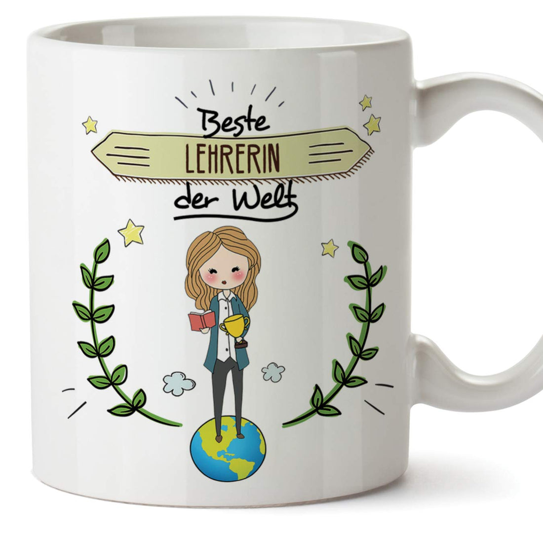 MUGFFINS Teacher Mug - World's Best Teacher - Beautiful and Funny Coffee Gift - Ceramic 350 ml