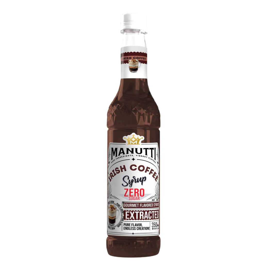 Manutti zero suger irish cream coffee syrup - 350 ml