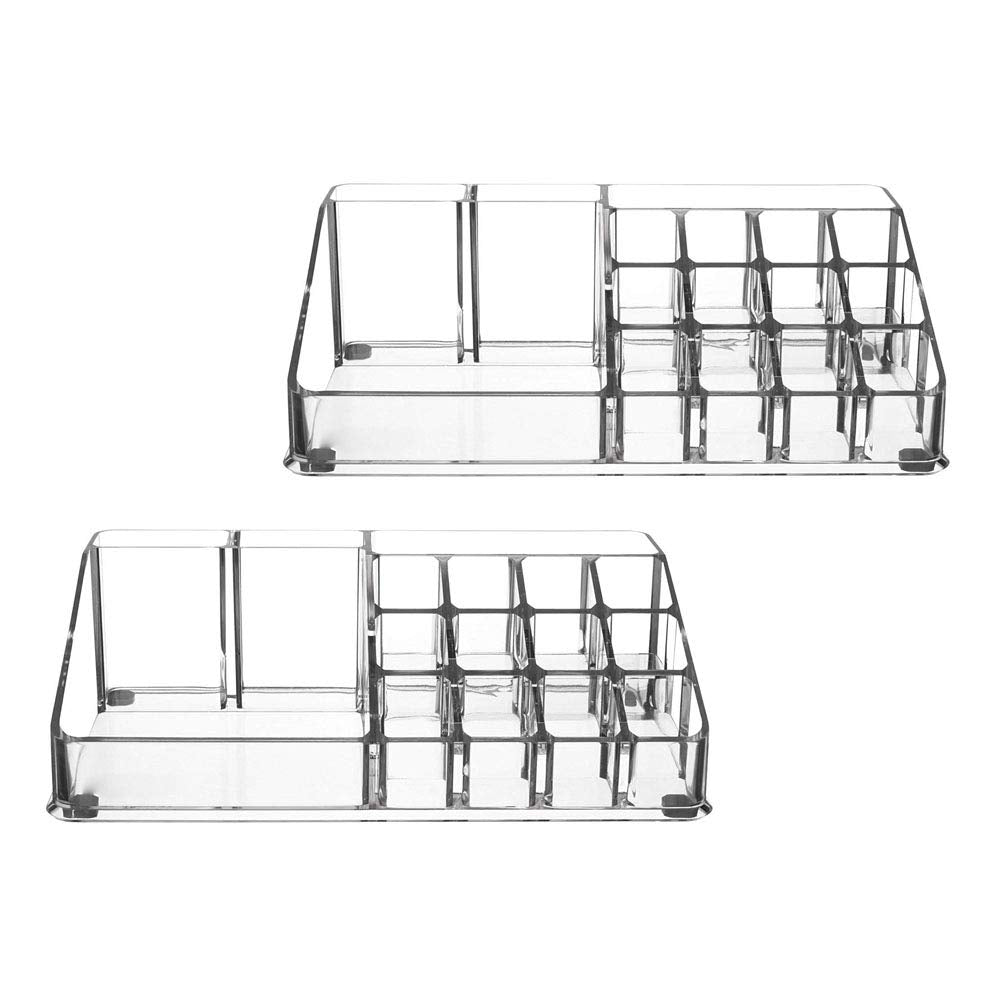 2Pcs Acrylic Makeup & Lipstick Organizer, Cosmetic Brush Holder, Arranges Makeup and Accessories, Beauty Display Container