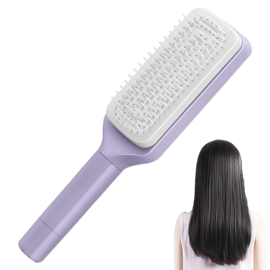 wimony Self Cleaning Hair Brush for Women, Soft and Anti-Static Hair Brush, 3d Airbag Comb, Rotating Hair Comb, One Click Cleaning and Retractable Comb, Suitable for All Hair Types (Light Purple)
