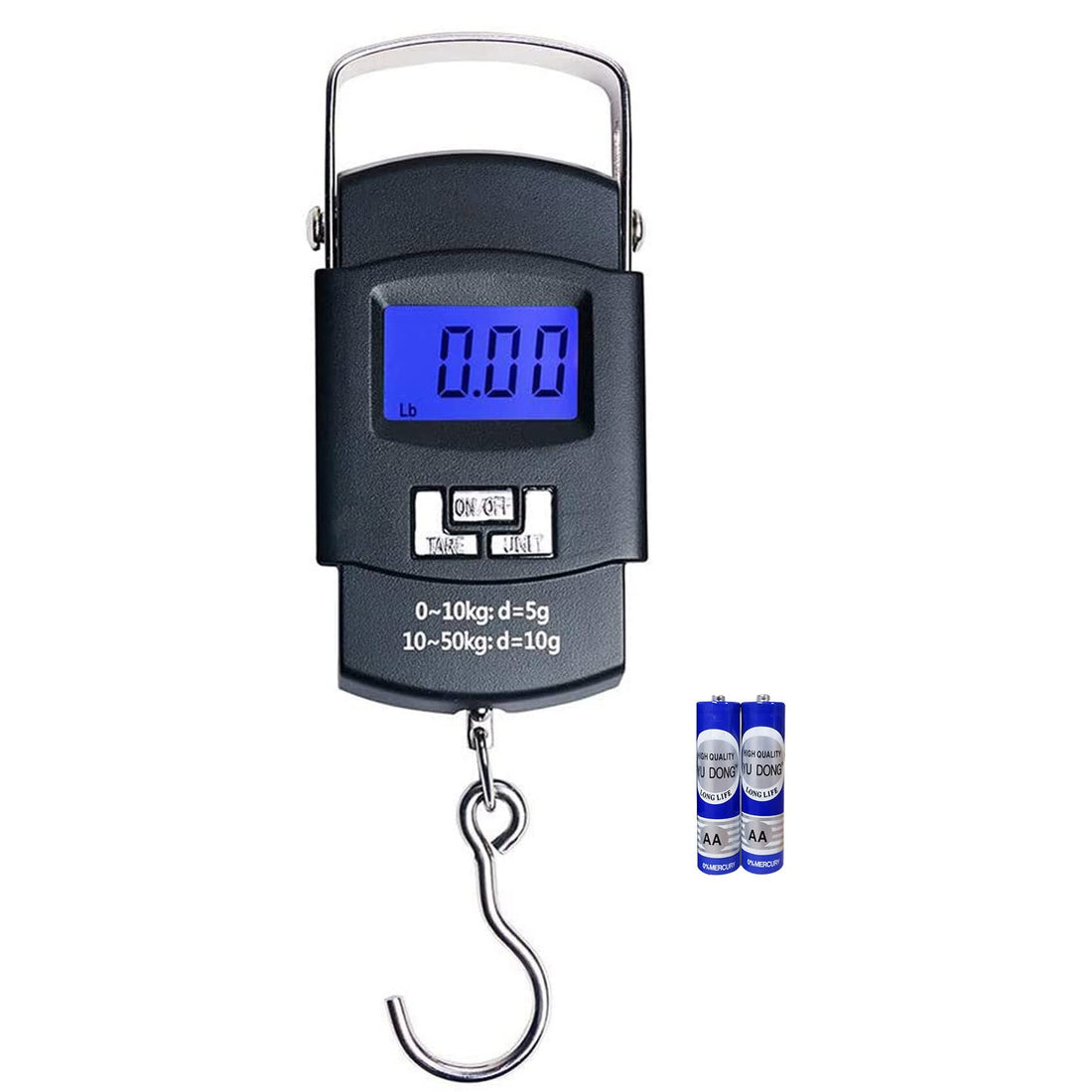 EasyULT 55 kg Digital Luggage Scale, Electronic Balance Digital Fishing Hanging Hook Scale, with LCD Display, with Tare/Data Hold Function, 2 AAA Batteries Included(Black), 55kg