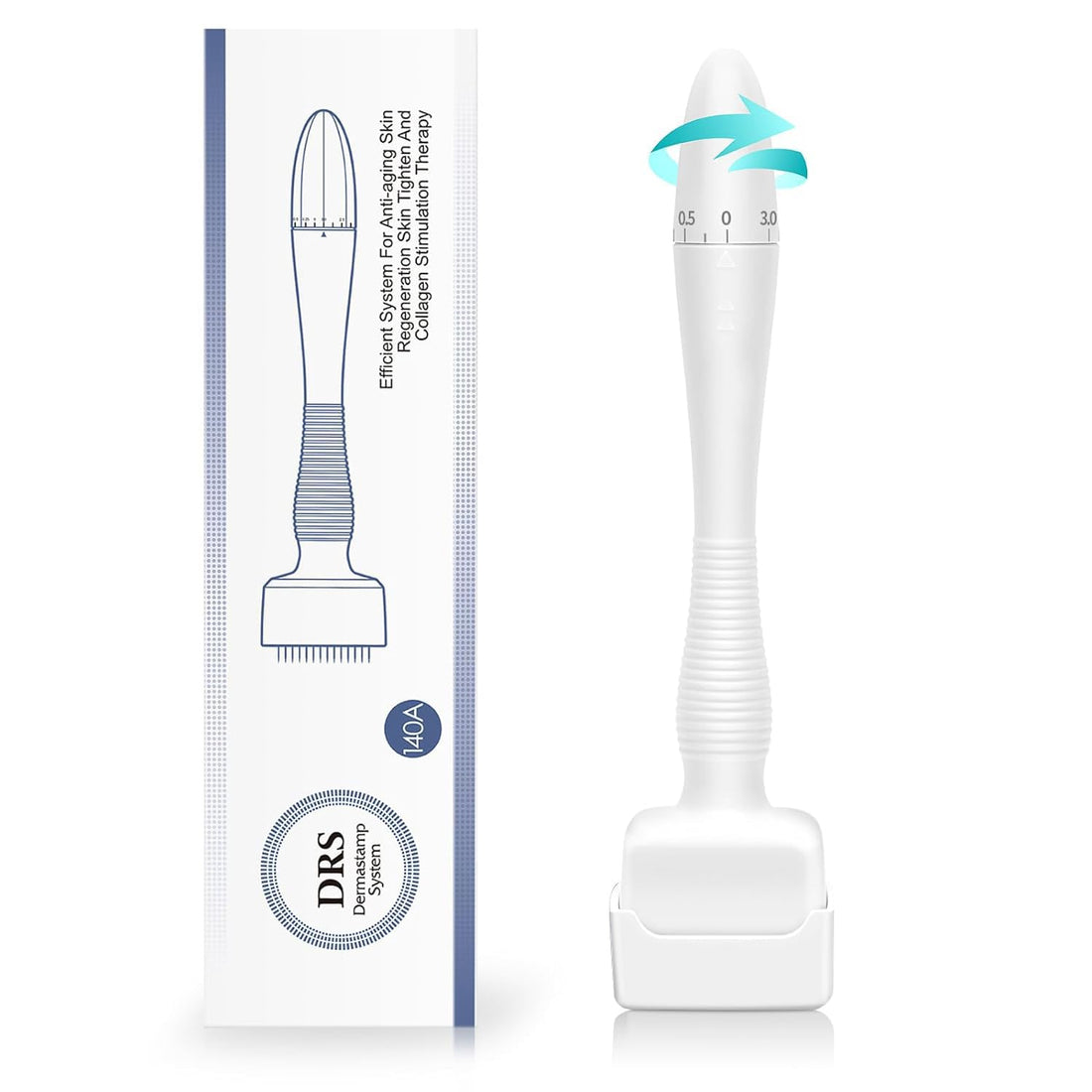 140 Titanium Adjustable Microneedling Derma Stamp, Derma Roller Alternative, Reusable Microneedle pen with Needle Cover, Skin Care Tools for Face Body, Hair Beard Growth