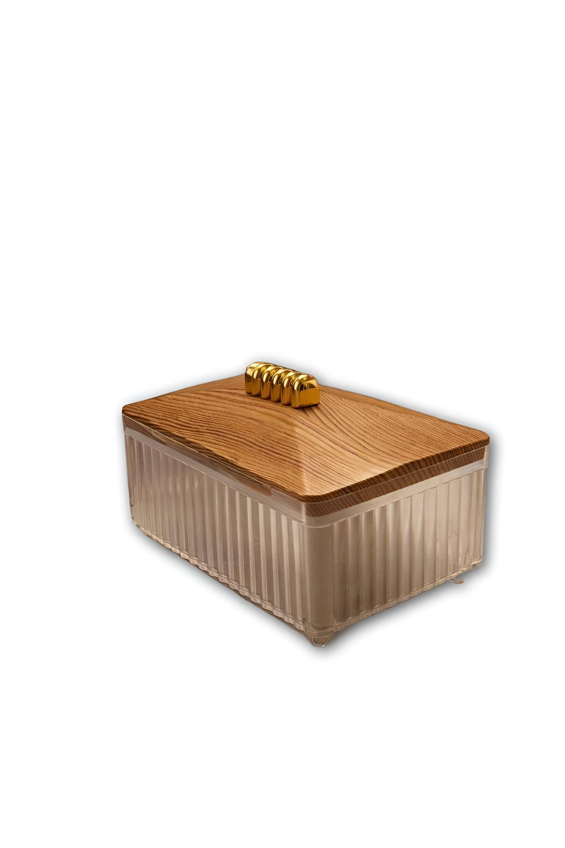 Elegant Wooden Lid Candy Tray - Transparent Acrylic Box with Gold Clip for Dates, Nuts, and Desserts, Ideal for Home or Gifting