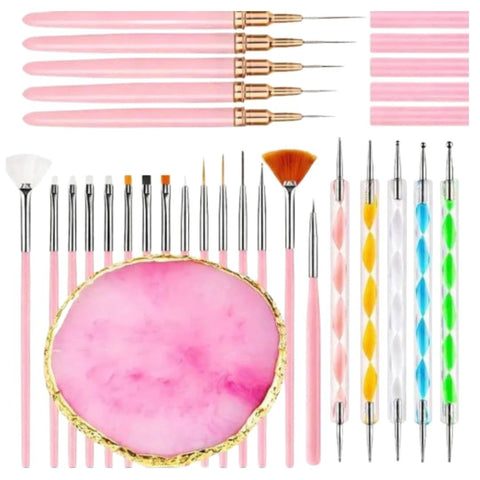 Nail Art Tools Set, 15 Pcs Nail Art Brushes with Dotting Tools and Color Mixing Palette Ring, Professional Manicure Design Kit for Drawing, Lining, Dotting, Painting, Gel Polish, DIY Nail Decoration a