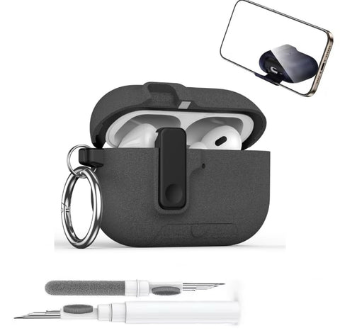 Fekra Lock Case for Apple Airpods Pro 3 (2025), Rugged Protection with Secure Lock for Airpods Pro 3 3rd Generation Cover with Cleaner Kit (Fluffy Grey, AirPods Pro 3 (2025))