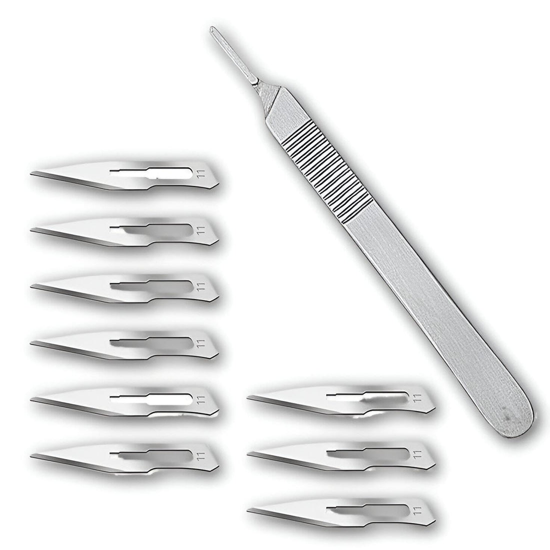 Professional Edge - Premium Disposable Sterile Scalpel Blades Size 11, Ten-Piece Pack, Sharp Razor Design for Dermatology Professionals, Enables Precise Facial Dermaplaning with Minimal Discomfort.