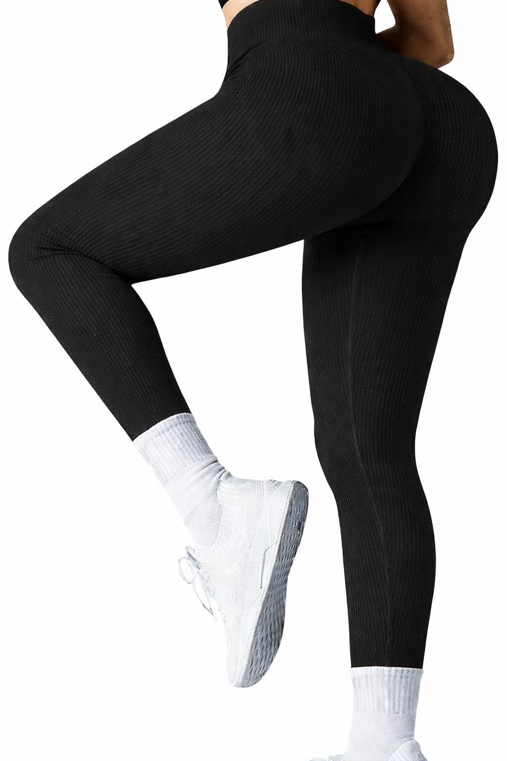 Ronza High Waist Ribbed Cotton Sports Leggings, Stretchy Elastic Fabric, Comfortable for Women and Girls Up to 105 Kilo