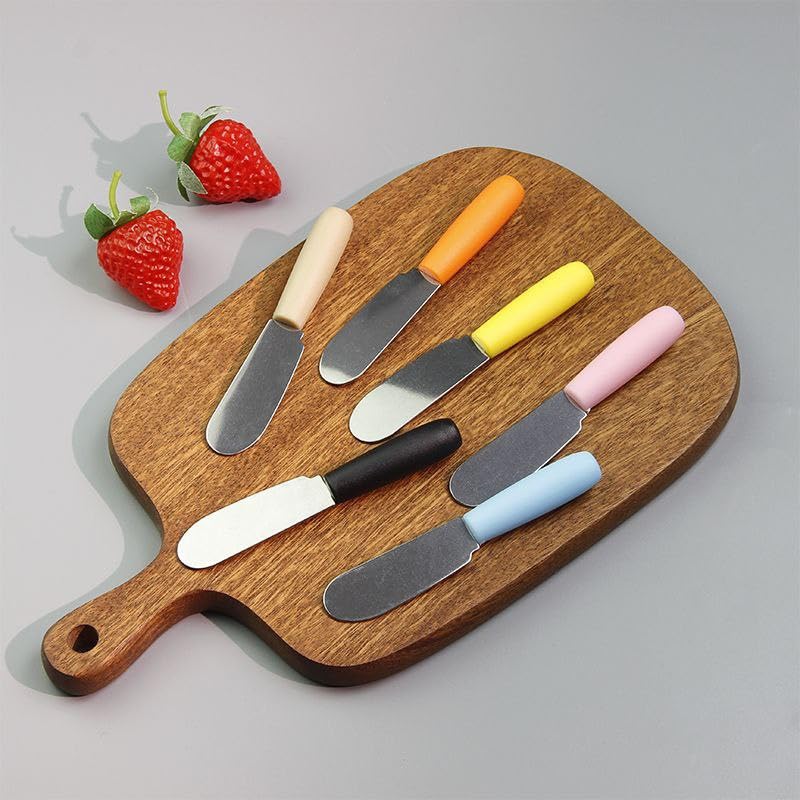 Butter Knife Set with Colored Handles, 6 Pieces, Stainless Steel, Multi Color, Butter and Jam