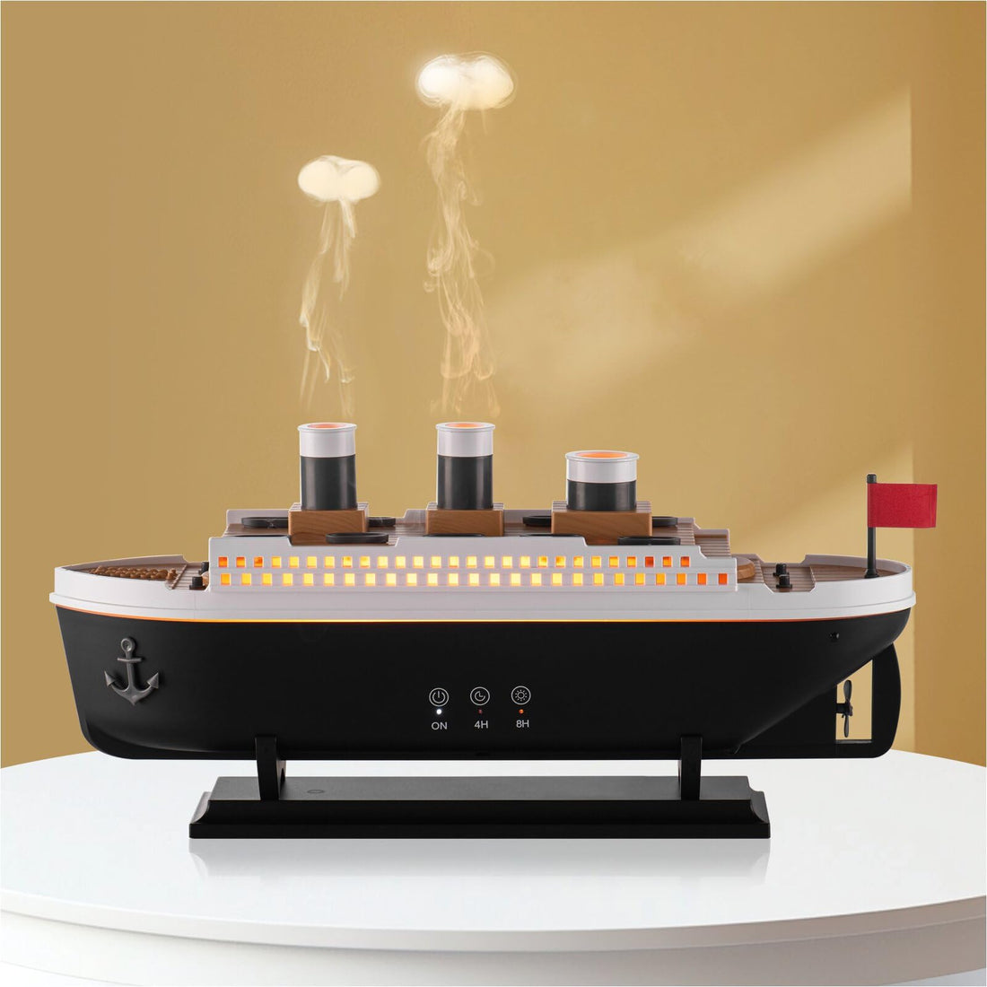Titanic Humidifier 250ml, Jellyfish Diffuser Cool Mist Ultrasonic Aroma Aromatherapy Diffuser with Remote Control 7 Light 2 Mist Mode Auto Shut-Off for Bedroom Office Hotel(Black White)