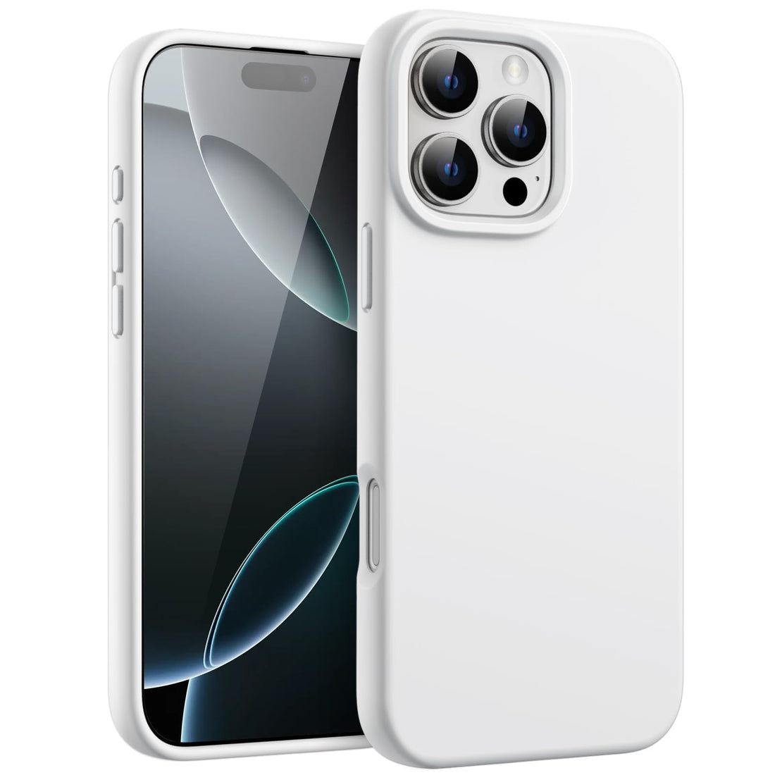 Dl3 Mobilak Compatible with iPhone 16 Pro Max 6.9-inch Case, Premium Liquid Silicone Case, Full Body Protective Cover, Shockproof, Slim Phone Case, Anti-Scratch Soft Microfiber Lining (White)