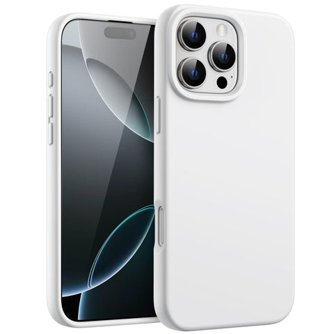 Dl3 Mobilak Compatible with iPhone 16 Pro Max 6.9-inch Case, Premium Liquid Silicone Case, Full Body Protective Cover, Shockproof, Slim Phone Case, Anti-Scratch Soft Microfiber Lining (White)