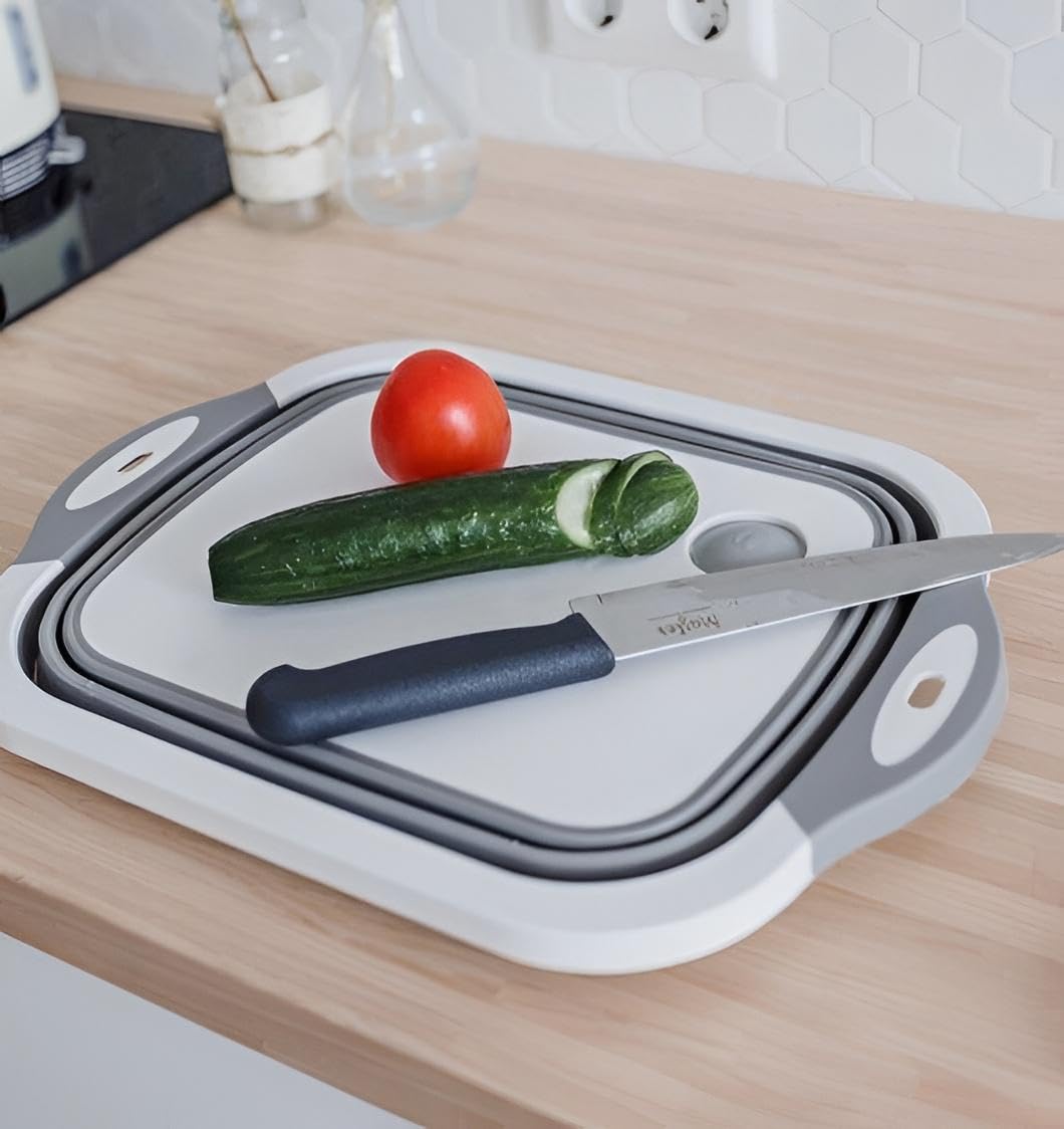 Veggie Washer - Multi-functional Cutting Board and Drain Basket Combo for Efficient Fruit and Vegetable Cleaning, Space-saving Kitchen Gadget for Healthy Meal Preparation and Organized Countertop Stor