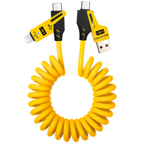 4 in 1 USB C Charging Cable 65W Fast Charging Cable,USB C to Type C to Li-tning Charger Chord for iPhone iPad MacBook Samsung,480Bmps High-Speed Data Transfer,Rebound Tidy Multi Charger Cord Combo