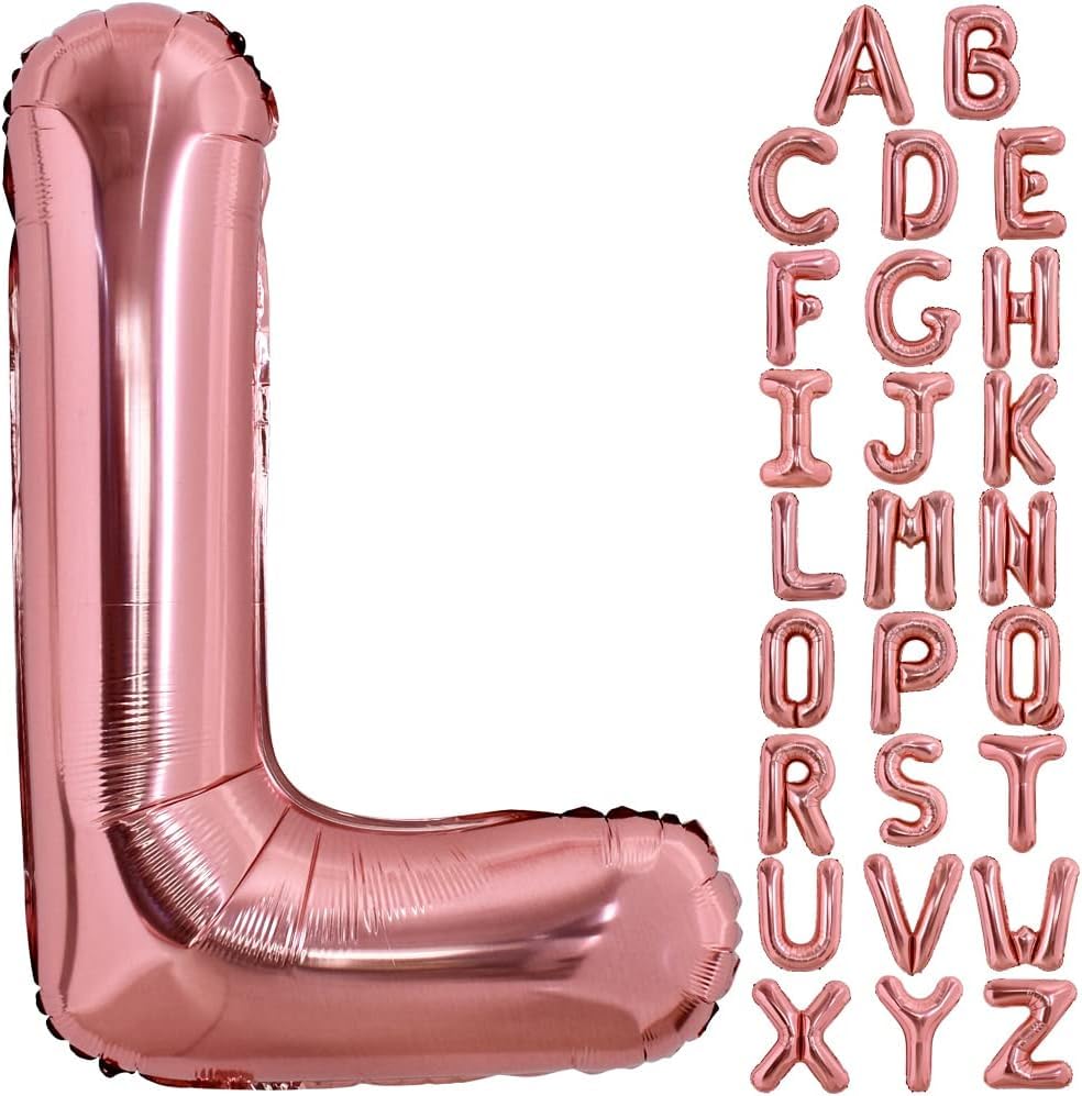Letter Balloons for Party Decorations Birthday Balloons Rose Gold (Rose Gold, Letter L)