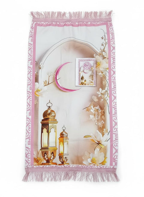 Premium Channnel material-Style Prayer Set for Men & Women â€“ Includes Prayer Rug, Incense Burner, Quran, and Bakhoor â€“ Elegant Islamic Home & Spiritual Essentials (Rose)