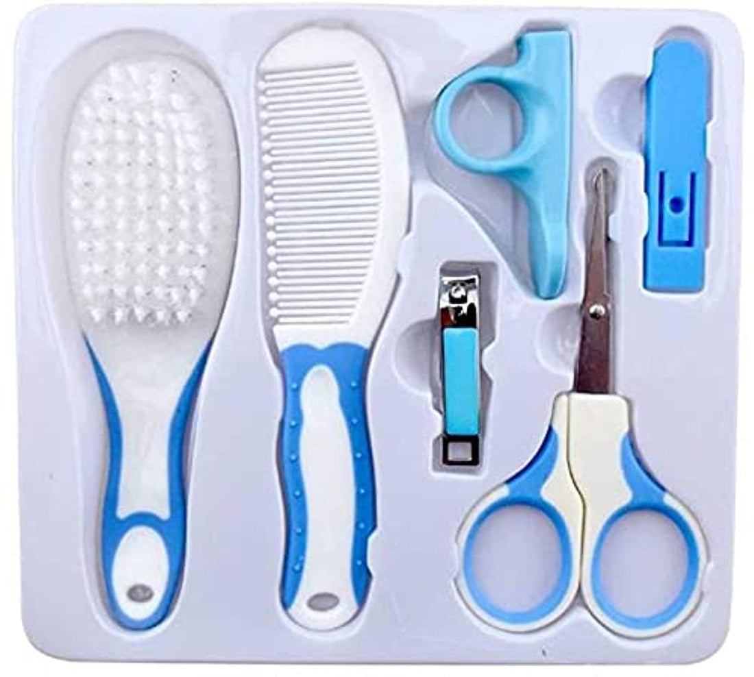 SPTwj 6PCS Baby Care Kit with Hair Brush Manicure Professional Care Series Accessorie Kit Newborn Care Health Baby Safety Grooming Healthcare Kit (Pink)
