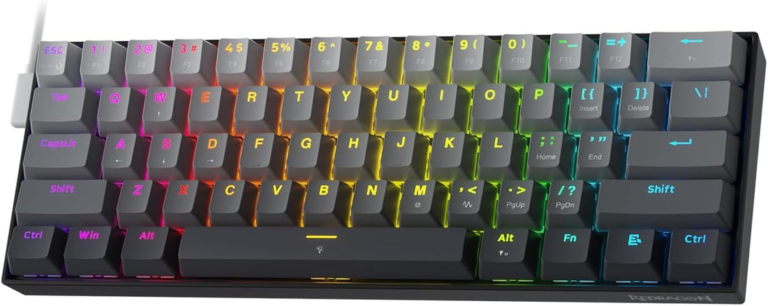 Redragon K617 Fast Shutter Release Gaming Keyboard, 60% Wired Mechanical Keyboard with 61 Keys, Special Magnetic Switch, Adjustable Actuation Point, 8K Hz Polling Rate, Grey