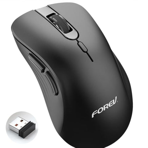 Forev FV-G200 Wireless Mouse – 2.4G Wireless office business mic – 6 Buttons – 3200DPI – Energy saving – ON/OFF Button – Ergonomic Design – Effective distance 10m – 1x AA Battery included (Black)