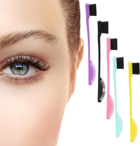 1Pc Double- headed Brow Comb Portable Eyebrow Brushes Practical Makeup Tools Household Hair Dye Brush Cosmetic Supplies for Home Shop Salon (Random Color) for Girls and Women