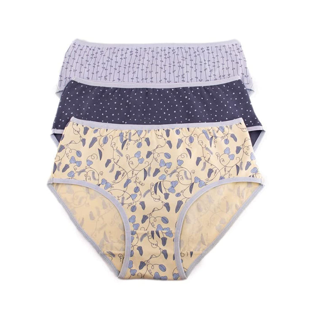 milk Pack Of 3 Printed Undies Leaves For Women