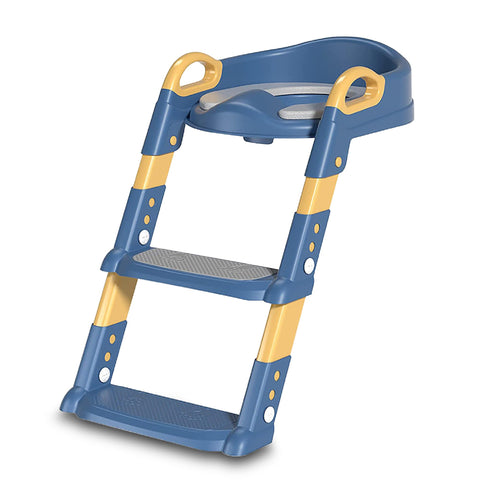 My Newborn Potty Training Seat with Step Stool - Pack of 1 (Blue) | Portable Potty Seat for Toddler | Toilet Seat with Adjustable Step Ladder and Splash Guard | Foldable Cushion Seat with Side Handles