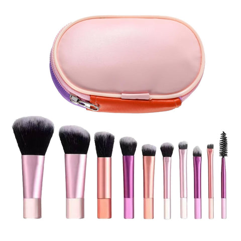 10 Pcs Travel Makeup Brushes,Mini Good Technology Makeup Set Travel Make up Foundation Brushes Products,Cosmetics Essentials Daily Detailer for Outdoor Use Birthday Valentine'S Day Anniversary Gifts