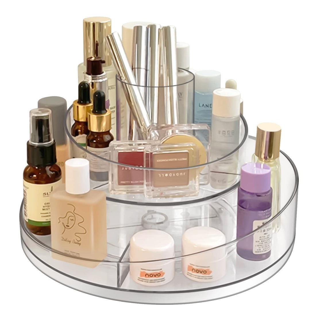 Makeup Organiser, 360 Degree Rotating Beauty Organiser for Cosmetics, Perfume and Jewellery, Rotating Makeup Storage for Bedroom Vanity Crystal